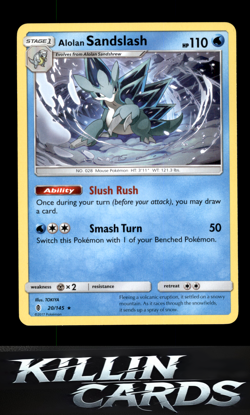 Alolan Sandslash 20/145 Pokemon Rare SM - Guardians Rising Card NM - Image 1
