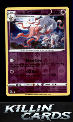 Reverse Holofoil Hisuian Zoroark 076/196 Pokemon Holo Rare SWSH11: Lost Origin C - Image 1