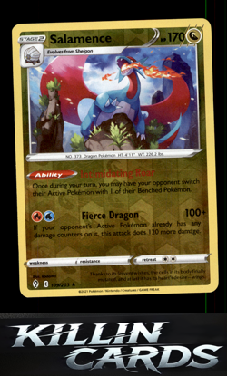 Reverse Holofoil Salamence 109/203 Pokemon Holo Rare SWSH07: Evolving Skies Card - Image 1