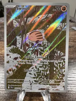 Pokemon TCG 2025 Swinub 165/159 Journey Together Illustration Rare NM - Image 1