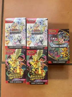 Pokemon Booster Bundle Lot Prismatic Evo X2 Chaos Rising X1 Ascended Heros X2 - Image 1