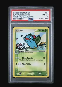 2006 POKEMON EX CRYSTAL GUARDIANS #34 IVYSAUR-REVERSE FOIL PSA 8 - Image 3