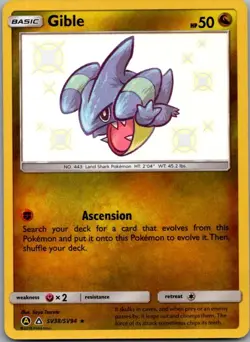 Gible SV38/SV94 Shiny Rare Hidden Fates Shiny Vault Pokemon Holo Near Mint - Image 2