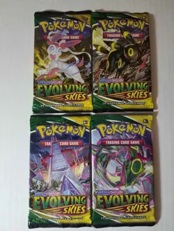 Pokemon TCG Evolving Skies Booster Pack Art Set New Sealed 4 Packs 2021 Pokemon - Image 1