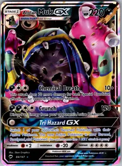 Alolan Muk GX 84/147 Holo GX Rare Burning Shadows Pokemon Near Mint - Image 1