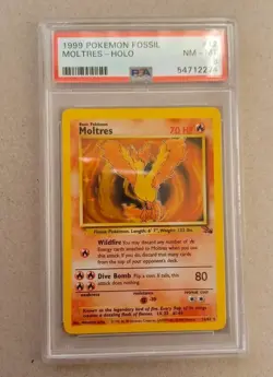 Moltres 12/62 PSA 8 - Fossil Set Holo Pokemon Card - NM-MT - Image 1
