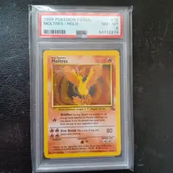 Moltres 12/62 PSA 8 - Fossil Set Holo Pokemon Card - NM-MT - Image 2