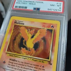 Moltres 12/62 PSA 8 - Fossil Set Holo Pokemon Card - NM-MT - Image 4