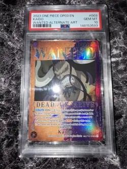 2023 ONE PIECE OP03-PILLARS OF STRENGTH WANTED ALTERNATE ART #003 KAIDO PSA 10 - Image 1