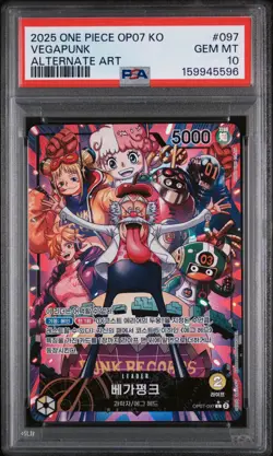 PSA 10 VEGAPUNK ONE PIECE ALT ART OP07-097 POPULATION 1 of 1! Korean God Pack! - Image 1
