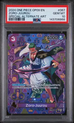 One Piece 2024 Zoro-Juurou OP09-067 Special Alt Art OP05-067 PSA 10 Inglese - Image 1