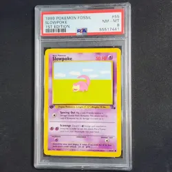 Slowpoke 55/62 1st Edition Fossil Pokemon PSA 8 - Image 1
