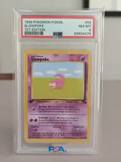 Pokemon Slowpoke 55/62 1st Edition Fossil 1999 Common WOTC. PSA 8 - Image 1