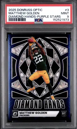 2025 Donruss Optic Matthew Golden Purple Stars Diamond Hands /25 Packers - Pop 2 - Image 1