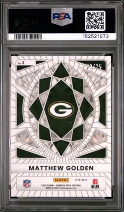 2025 Donruss Optic Matthew Golden Purple Stars Diamond Hands /25 Packers - Pop 2 - Image 2