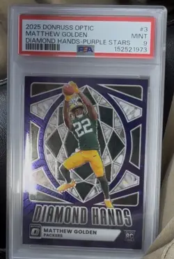 2025 Donruss Optic Matthew Golden Purple Stars Diamond Hands /25 Packers - Pop 2 - Image 3