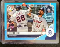 2023 Topps Big League - Wrapper Redemption Riley Greene #WR-2 Blue Foil /75 (RC) - Image 1