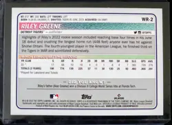 2023 Topps Big League - Wrapper Redemption Riley Greene #WR-2 Blue Foil /75 (RC) - Image 2