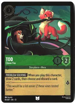 Disney Lorcana TCG Tod - Clever Fox 81/207 Uncommon Foil Attack Of The Vine - Image 1