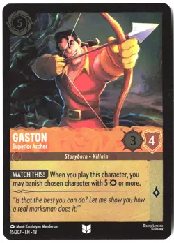 Disney Lorcana TCG Gaston - Superior Archer 15/207 Uncommon Foil Attack Of The V - Image 1