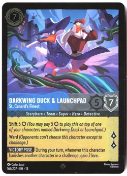 Disney Lorcana TCG Darkwing Duck & Launchpad - St. Canard's Finest 165/207 Super - Image 1
