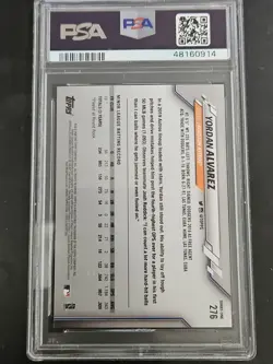 2020 Topps Yordan Alvarez #276 PSA 9 MINT Rookie RC - Image 2