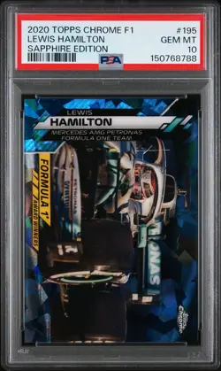 Lewis Hamilton 2020 Topps Chrome F1 Sapphire #195 PSA 10 Mercedes AMG RC - Image 2