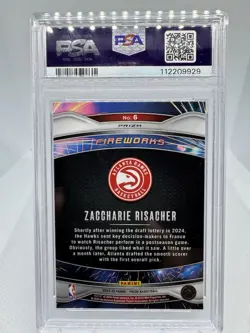 2024-25 PANINI PRIZM FIREWORKS FAST BREAK #6 ZACCHARIE RISACHER ROOKIE RC PSA 9 - Image 2