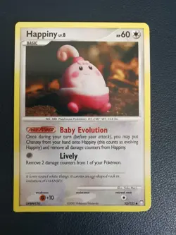 Pokemon Card Happiny 52/123 D&P Mysterious Treasures Uncommon - Image 1