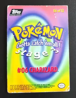 Pokemon Topps Charizard Foil E6 of 12 Stage 3 Black Logo Card MP - Image 2