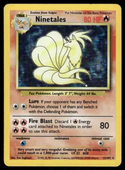 Pokemon Cards Ninetales 12/102 Base Set Unlimited Holo WOTC Rare MP *4 - Image 1