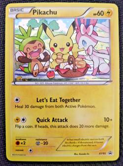 Pokemon XY Black Star Promo XY95 Pikachu ( Sylveon + Chespin ) Holo - Image 1