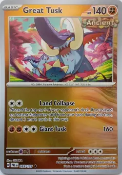 GREAT TUSK - REVERSE HOLO - PRISMATIC EVOLUTIONS - POKEMON CARD - 055/131 - Image 1