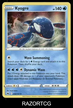 KYOGRE 036/159 HOLO R CROWN ZENITH POKEMON LP - Image 1