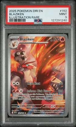 2025 POKEMON DRI EN-DESTINED RIVALS ILLUSTRATION RARE #192 BLAZIKEN PSA 9 - Image 1