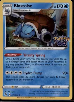 Blastoise Holo Rare Pokemon GO 017/078 NM - Image 1