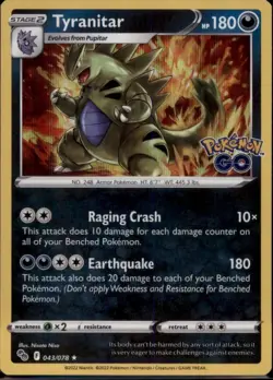 Tyranitar Holo Rare Pokemon GO 043/078 NM - Image 1