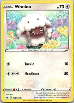 Wooloo 153/202 Common Sword & Shield Pokemon Moderately Played - Image 1
