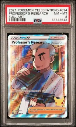 Pokemon TCG Celebrations - Professor's Research Full Art 024/025 - PSA 8 NM-MT - Image 1