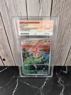 Pokemon TCG Victini SVP 208 Promo Victini Illustration Collection Ace Graded 8 - Image 1