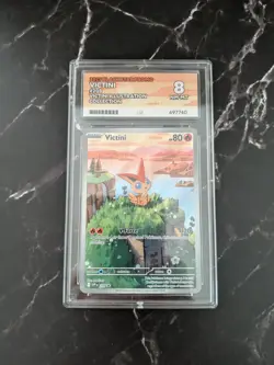 Pokemon TCG Victini SVP 208 Promo Victini Illustration Collection Ace Graded 8 - Image 2