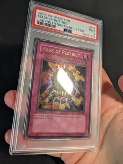 Yugioh Mask of Restrict LON-018 1st Edition Ultra Rare PSA 9 Mint! - Image 3