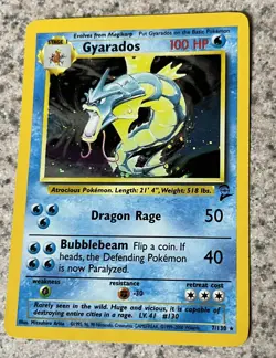 Pokemon Base Set 2 Gyarados Holo Foil Card 7/130 WOTC TCG - Image 1