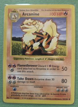 Arcanine 023/102 LP - Base Set Shadowless - Vintage Pokemon Card WotC 1999 - Image 1