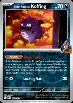 TEAM ROCKET'S KOFFING 125/182 Pokemon Card Destined Rivals Near Mint - Image 1