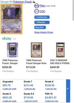 Pokemon TCG Gengar Fossil Holo Card 5/62 Unlimited Rare - Image 3
