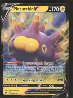 Pincurchin V 072/192 Pokemon TCG SWSH02: Rebel Clash NM - Image 1