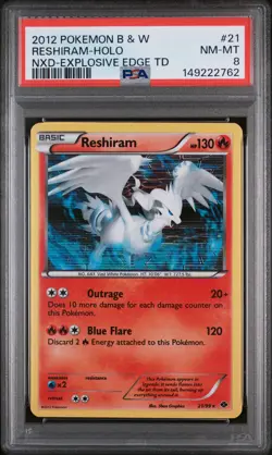 Reshiram Holo 21/99 Explosive Edge Theme Deck Next Destinies Pokemon PSA 8 - Image 1