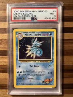 Pokemon 2000 Misty’s Seadra Holo Prerelease Stamp Gym Heroes PSA 9 Mint - Image 1