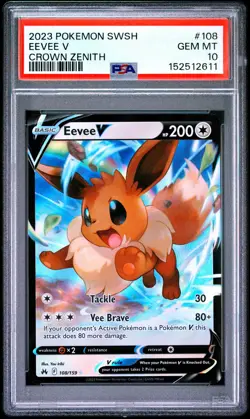 Eevee V PSA 10 2023 Pokemon Sword And Shield Crown Zenith #108 - Image 1